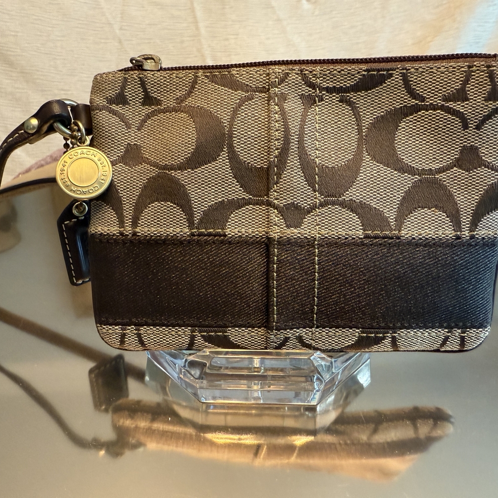 Coach Brown Monogram Wristlet